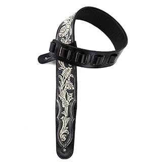 Onyx KH-02-BLK Sangle de guitare rembourrée en cuir sculpté à la main avec outils traditionnels Western Walker… - Les Beatles, Paul McCartney, John Lennon, RIngo Starr, George Harrison