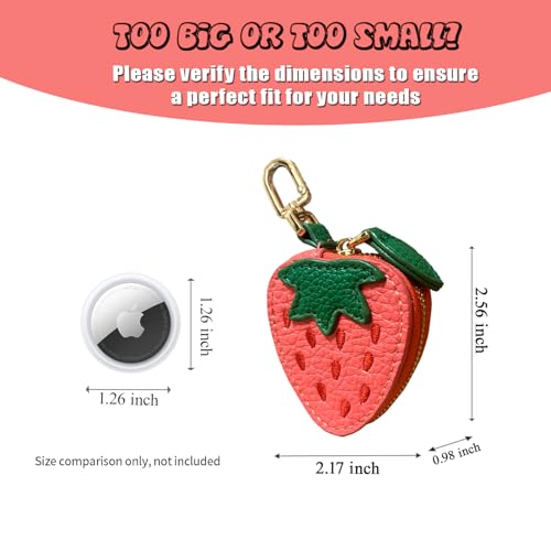 Image of 2.56 x 2.17 Inch Strawberry Fruit Bag Charm Cute Mini Coin Purse Keychain,Mini Leather Coin Pouch Change Purse for Backpack Decoration,Coin Strawberry Wallet Gifts for Girl Women