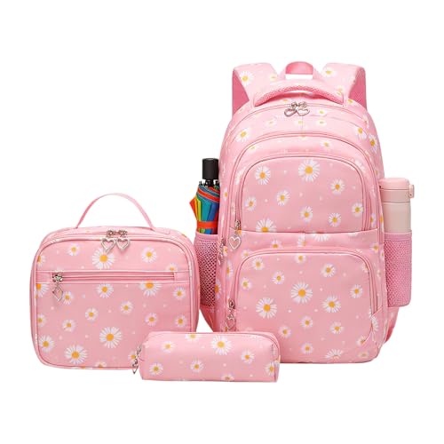 Confezione da collezione di borse per libri elementari: cartella a tracolla con motivo floreale, attrezzatura da trasporto durevole | Design strutturato a scomparti spaziosi per studenti, giovani, rag