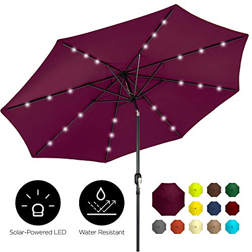 Best Choice Products 10ft Solar LED Lighted Patio Umbrella w/Tilt Adjustment, Fade-Resistant Fabric