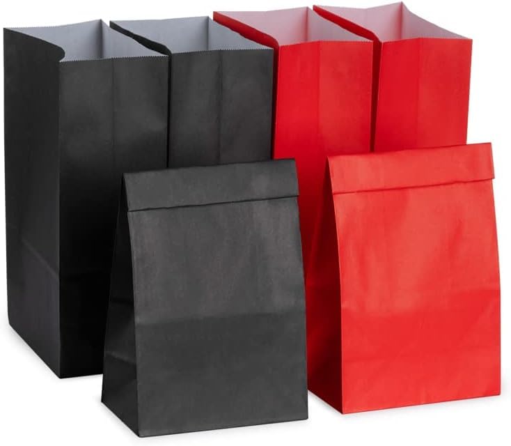 LANFUBEISI 16pcs Birthday Party Decorations Paper Bags Double-Sided Welcome to The Upside Down Goodies Bags Red and Black Paper Bags Party Supplies With Handle