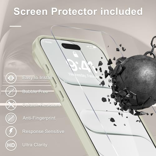 Image of YENAPOON for iPhone Air Case, Matte Magnetic Phone Cover [with 1 Screen Protector] [Support for MagSafe] [Shockproof Military Grade Protection] Translucent Frosted Back, Cream White