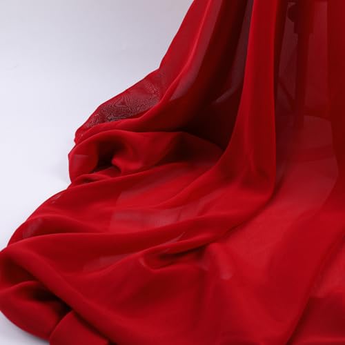 Chiffon Fabric by The Yard 60 Inch Wide Chiffon Sheer Fabric Bars Wedding Draping Pre-Cut Soft Wedding Arch Draping Backdrop Party Decoration Light and Airy Dreamy (Burgundy Red 1 Yard)