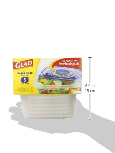 Glad Food Storage Containers, 24 Oz, 5 Count #TOP1
