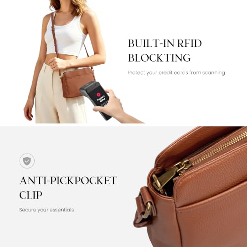 Image of befen Anti-theft Crossbody Bag for Women Genuine Leather, Small Cross Body Shoulder Handbags with RFID Card Slots