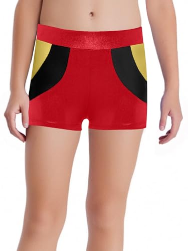 Kids Girls Dance Shorts High Waist Shiny Metallic Workout Yoga Sport Shorts Hot Pants Dancewear