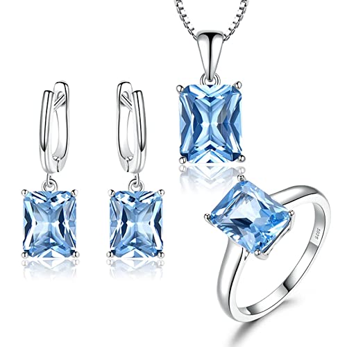 Ensembles de bijoux pour femmes en argent, le cadeau de Saint-Valentin avec bague et collier