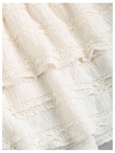 WDIRARA Women's Boho Layered Ruffle Skirt High Waisted A Line Short Skirts4
