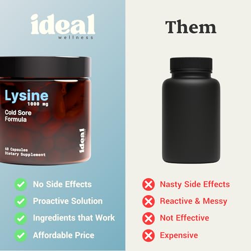 Image of Lysine Cold Sore Treatment for Lips with VIT C - Supercharged Lysine 1000mg Capsules & Cold Sore Relief Blend with Chaga, Bee Propolis, Zinc & Licorice Root for Skin, Gut Health & Immune Support