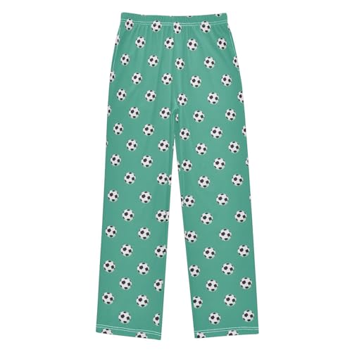 Pajama Pants Simple Soccer Balls Teal Long Sleep Pants Lounge Bottoms