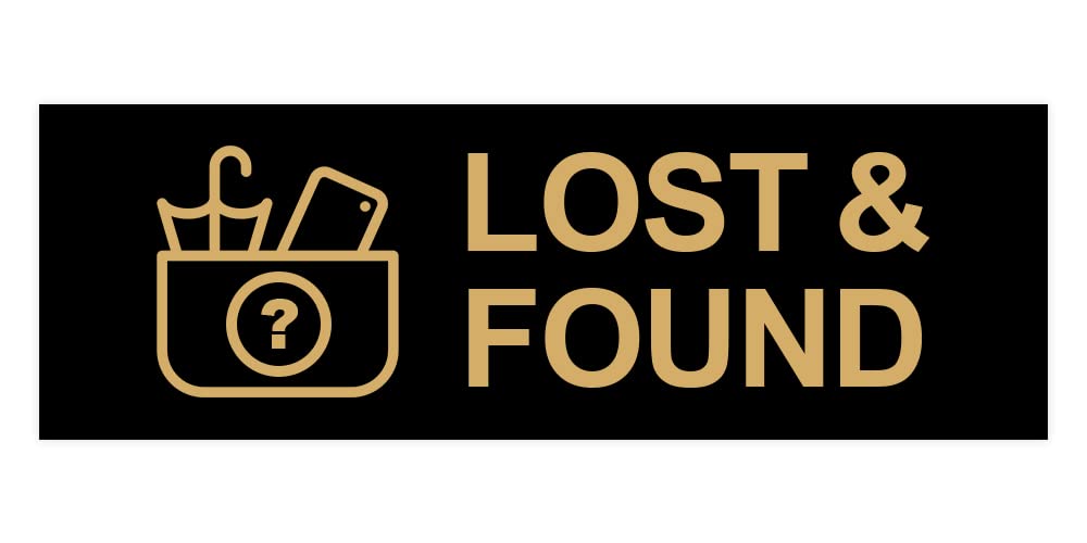 Basic Lost And Found Sign (Black/Gold) - Small