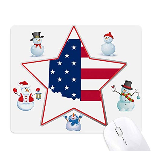 Tapis de souris drapeau de Noël Oklahoma avec étoiles et bonhomme de neige