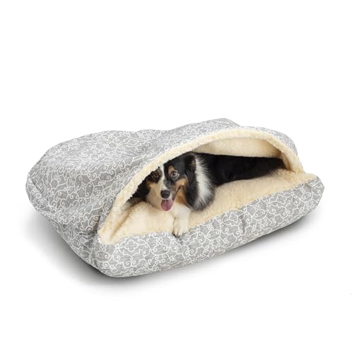 Image of Snoozer Rectangle Cozy Cave Dog Bed, Hooded Dog Bed, Ramey Gray (XL)
