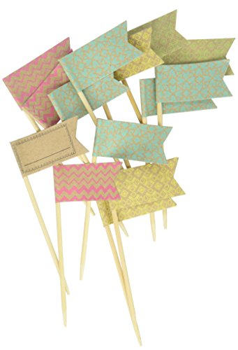 Talking Tables Bake Sale Paper Food Flag Cake Decoration Kit for a Tea Party or Baking, Mixed (20 Pack)