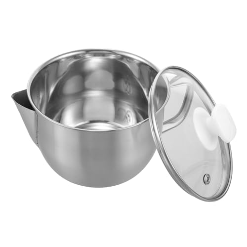SHOWERORO Olla Separadora De Grasa De Acero Inoxidable Con Vertedor y Tapa De Vidrio Para Filtrar y Almacenar Caldo La Cocina