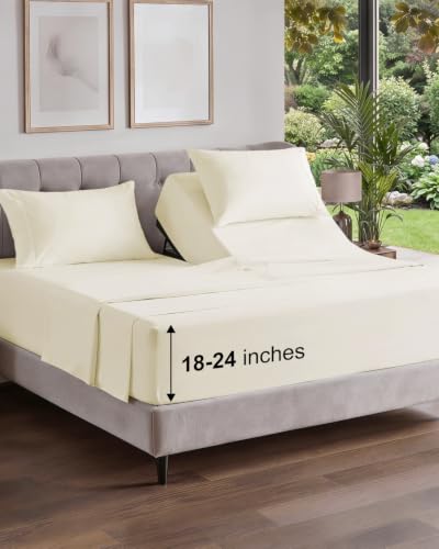 Image of Flex Top Split Head King Sheet Set - 4 Piece Extra Deep Sheets - Off White