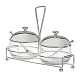 H.Bauer jun. versilbertes Universal Menage Set mit Ständer & Löffel - Tischdeko und sehr vielfältig verwendbar - ca. 17 cm hoch und ca. 22 cm lang