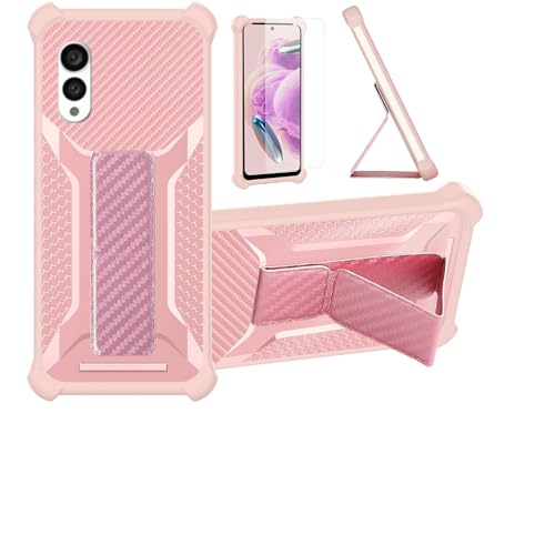 Funda para Fujitsu Arrows N 5G TD LTE F 51C Funda Carcasa Case Cover [con Protector de Pantalla de Cristal Templado] Híbrida [Soporte Plegable Magnético] [Esmerilado antihuellas] Rosa