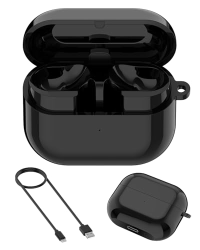 Threeeggs Charging Case for Samaung Galaxy Buds 3 Pro SM-R630, Charger Cradle with USB-C Cable, Bluetooth Pairing, LED Indicator (Black)