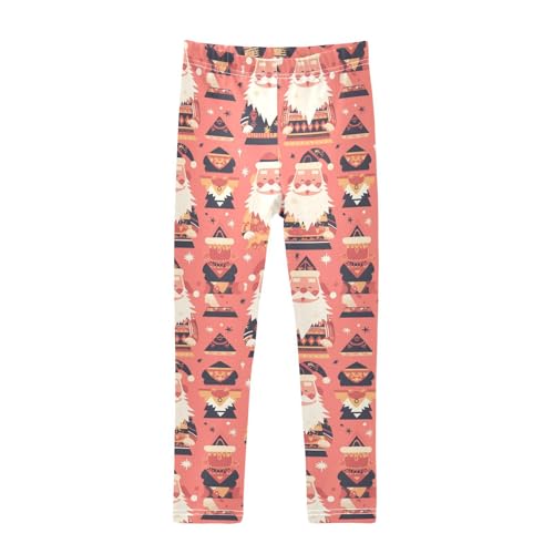 KLL Christmas Santa Red Pastel Pink Toddler Baby Girl Athletic Leggings Stretch High Waisted Pants Sports