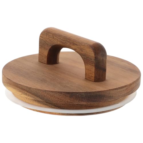 Angoily Acacia Wood Jar Lid with Silicone Sealing, Round Wooden Lid with Handle, Wide Mouth Natural Decorative Wood Jar-Lids for Glass, 4.05 * 1.57inches/10.3 * 4.0cm for Food Storage Accessories