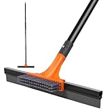 Rubber Floor Squeegee for Concrete Tile Floor, Large Water Squeegee Heavy Duty with Scrub Brush and Long Handle for Cleaning,Squeegee Broom for Window Garage Kitchen Bathroom Deck