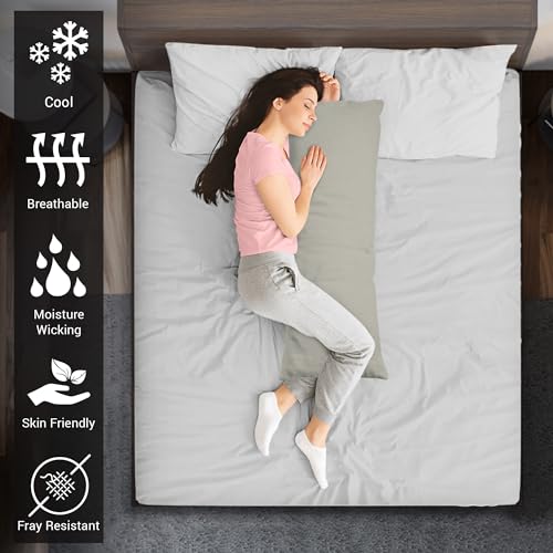 Pizuna Cotton Silver Body Pillow Cover 1 Piece Only, 400 Thread Count 100% Long Staple Cotton Body Pillow Case 52x140 cm - Image 2