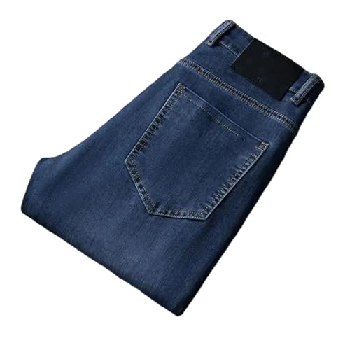 Men's Embroidered Jeans Slim Fit Straight Denim Pants Fashionable Casual Business Thin Trousers Clothing