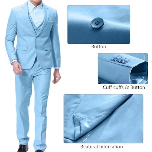 Mens 3 Pieces Classic Suit Wedding Blazer Grooms Jackets Vests Pants Suits4