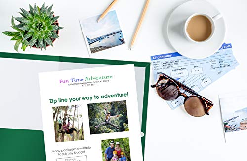 Image of Better Office Products 2 Pocket Glossy Laminated Dark Green Paper Folders, Box of 25, Letter Size, Dark Green Paper Portfolios