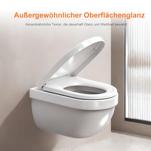 GRIFEMA Premium WC Sitz D-Form Universal – Duroplast (UF-Harz) mit keramikähnlichem Glanz – Antibakteriell & Vergilbungsbeständig – Softclose Absenkautomatik – Quick-Release – Bis 150 kg belastbar