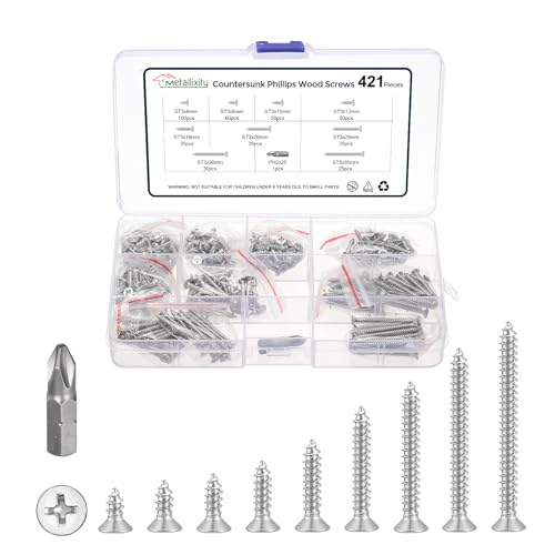 Vis à bois cruciformes pour fixer sans fendre | Assortiment 421 pièces inox