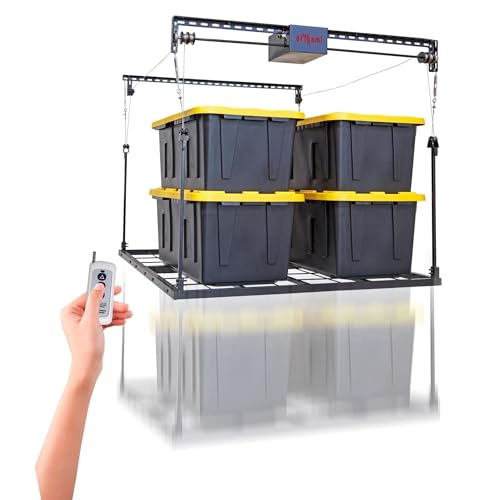Origami-Motorized-Garage-Ceiling-Storage-Rack-52-x-25-Heavy-Duty-Overhead-Lift-System-with-250-lbs-Capacity-for-Storing-Decorations-or-Equipment