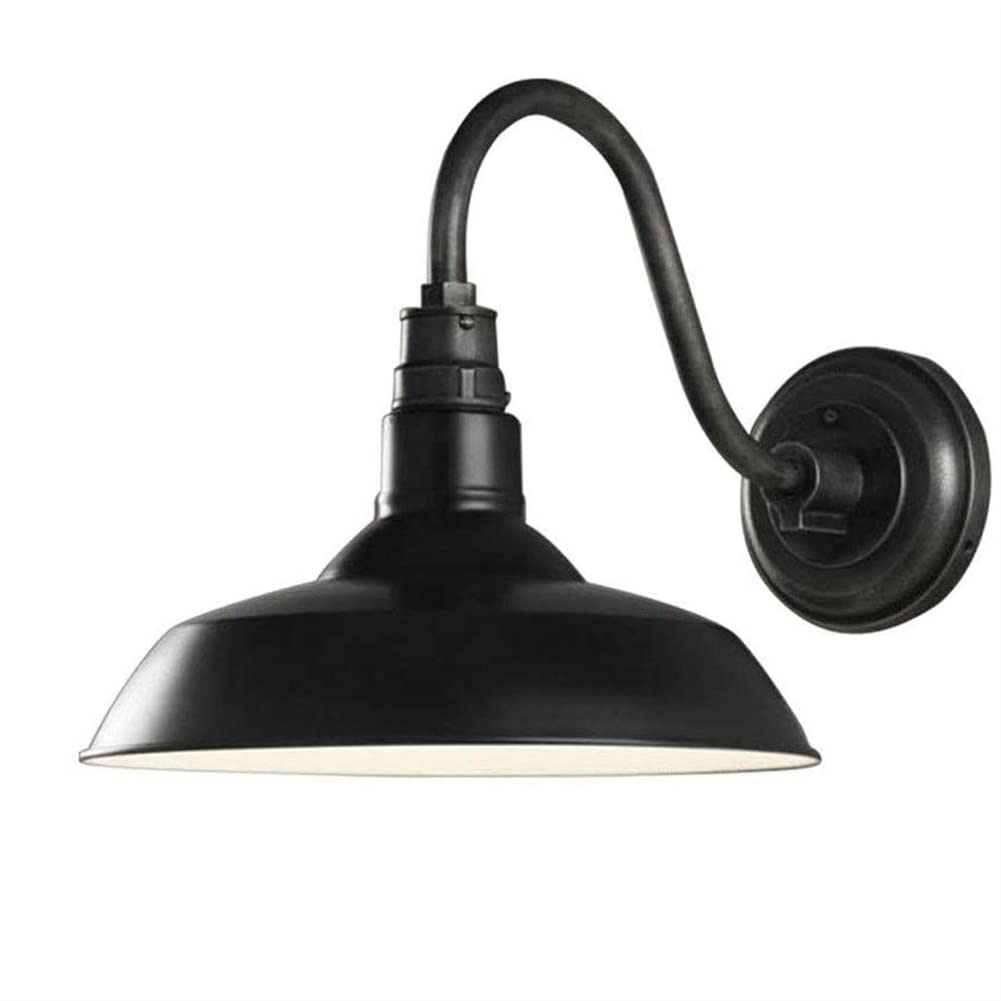 IUokLU Wall Sconce Light Fixture Vintage Metal Wrought Iron Gooseneck Wall Lamp Single Head Industry Wall Sconce for Aisle Balcony Warehouse Barn Outdoor Lighting(Black)