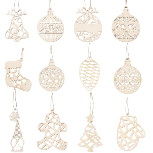 12 Stücke Weihnachtsbaum Anhänger Holz, Christbaumschmuck Anhänger...