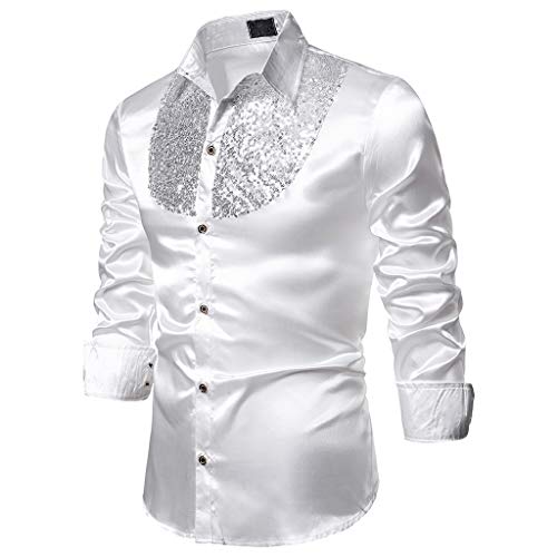 Chemise disco pour homme années 70 coupe ajustée en satin brillant