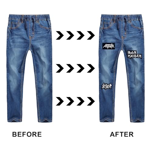 5 StückThrash Metal Patches,Rock Band Aufbügler Bügelflicken,Patches zum Aufbügeln,Bestickte Aufnäher Bügel Patch Band Patch für Kleidung, Jeans, T-Shirt, Textilien, Taschen, Bügelflicken