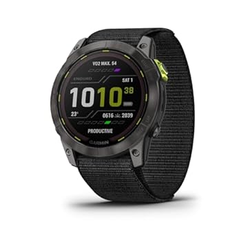 Garmin Relógio de alta performance Enduro™ 2 (MPX), vem com pulseira de nylon e silicone, bateria GPS de longa duração, carregamento solar, mapas pré-carregados