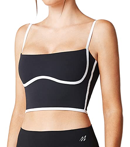 Move With You Sleeveless Spaghetti Strap Padded Sports Bra Tank Tops Square Neck Double Layer Workout Fitness Basic Crop Tops3