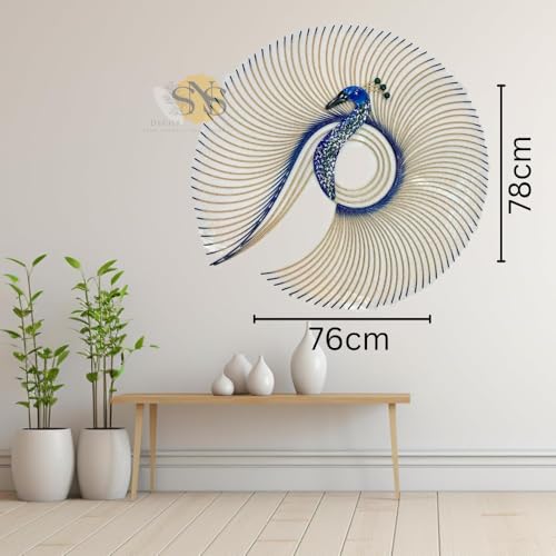 Image of SNS Decor Metal Peacock Wall Art Decorations | Modern Luxury Metal Wall Art Decor, | Perfect 3D Wall Sculpture For Living Room, Drawing Room, Restaurant, Hotel & Office (Design-108)