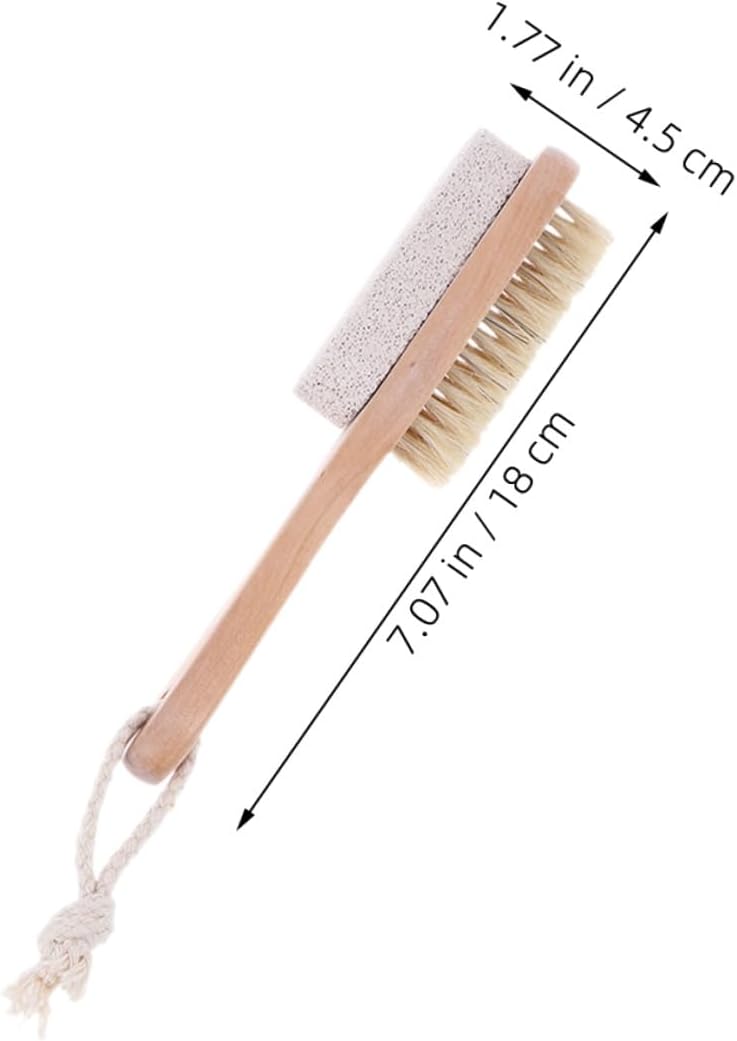3pcs Foot Scrubber with Wooden Handle and Pumice Stone Double-Sided Foot Brush for Dead Skin Removal and Exfoliating Tool for Men and Women