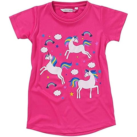 Cozy n Dozy 2 Pack Girls Unicorn Rainbow Stars Short Sleeve Nightdress UK Seller - Dark Pink - 3/4 Years Cover
