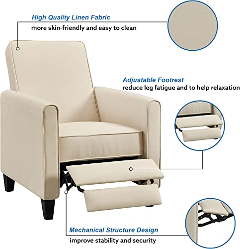 Landon Manual Pushback Recliner Chairs, Customizable Comfort In A Compact Design Reclining Chair, Small Recliners For Small Spaces With Adjustable Footrest, Linen Push Back Recliner Chair – Dark Gray #TOP4