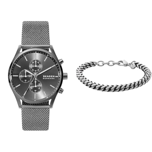 Montre Skagen Homme Holst Chronograph Gris Acier Inoxydable Bracelet Argenté
