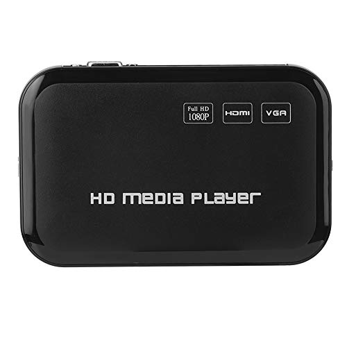 HDMI 多媒体播放器,迷你全高清 1080p HDMI 数字 VGA AV 视频播放器多媒体播放器多功能盒支持 USB、U 盘、移动硬盘、带遥控器的 SD 卡。(欧盟)