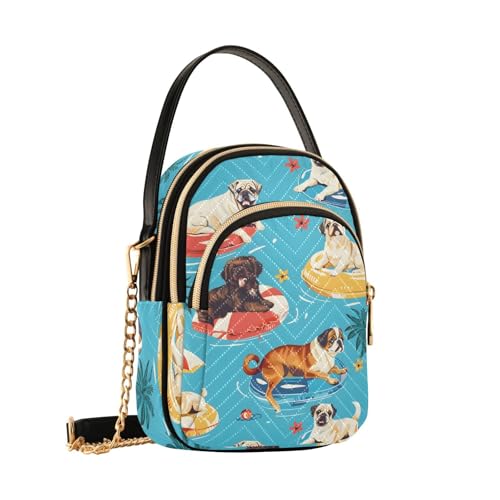 Sac à bandoulière femme petit format et porte-monnaie fille motif carlin