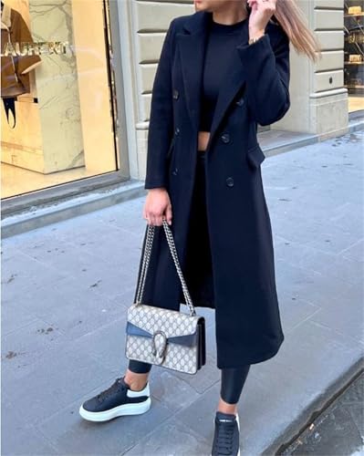 Mormon Wives Blue Coat Women,Winter Wool Blend Mid-Long Coat,Winter Long Pea Coat with Pockets4