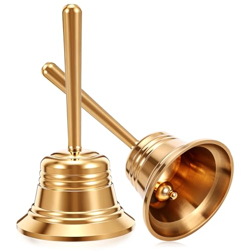 Super Loud Hand Bell - Solid Brass Small Call Bells for Wedding, Animal Training, Office, Dinner, Meditation, Elderly at Home, Musical Teaching and Service Alarm, Jingles, Ringing and More