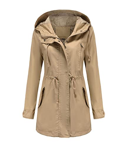 Women Active Outdoor Trench Windbreaker Jackets Cotton Outdoor Trenchcoats