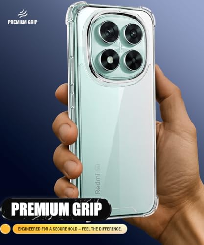Image of WOW IMAGINE Ultra-Hybrid Crystal Clear Back Case for Redmi Note 14 Pro 5G | Poco X7 5G | Shockproof Design | Camera Protection Bump | Hard Clear Mobile Back Cover with Cushioned Edges - Transparent